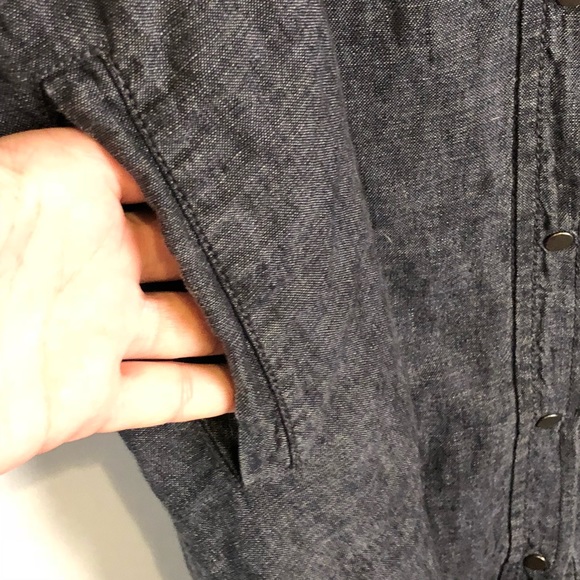 Eileen Fisher Linen Chambray Gray Shirt Dress - Picture 6 of 8
